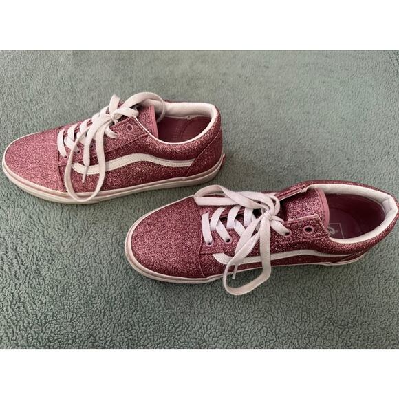Vans Old Skool Glitter Sneakers Juniors 7 Rose aprox 8.5 Womens - Picture 4 of 6